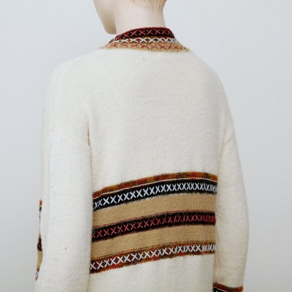 Janice Fair Isle Knit Striped Knee Length Cardigan Multicolors Women One Size - Picture 7 of 16